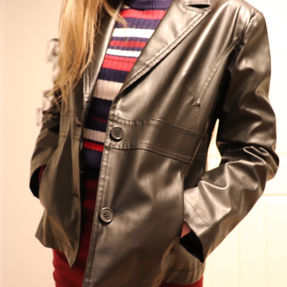 Black foax leather jacket